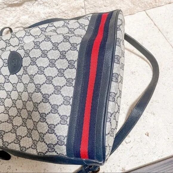 Gucci Supreme Vintage Monogram Bucket Bag Navy - Picture 7 of 12